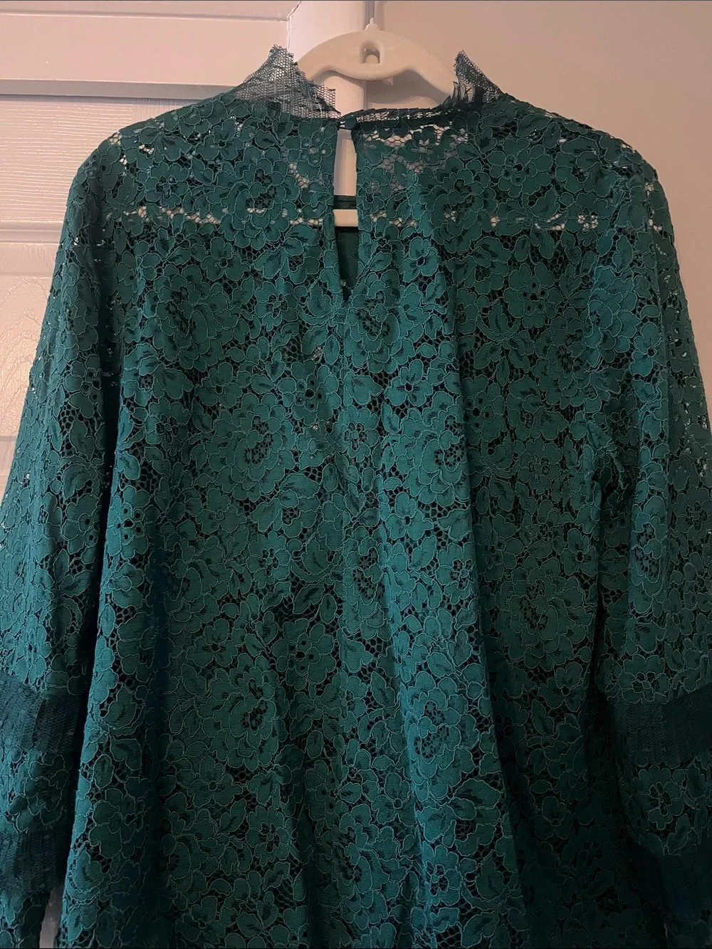 J. Crew dark green lace shirt